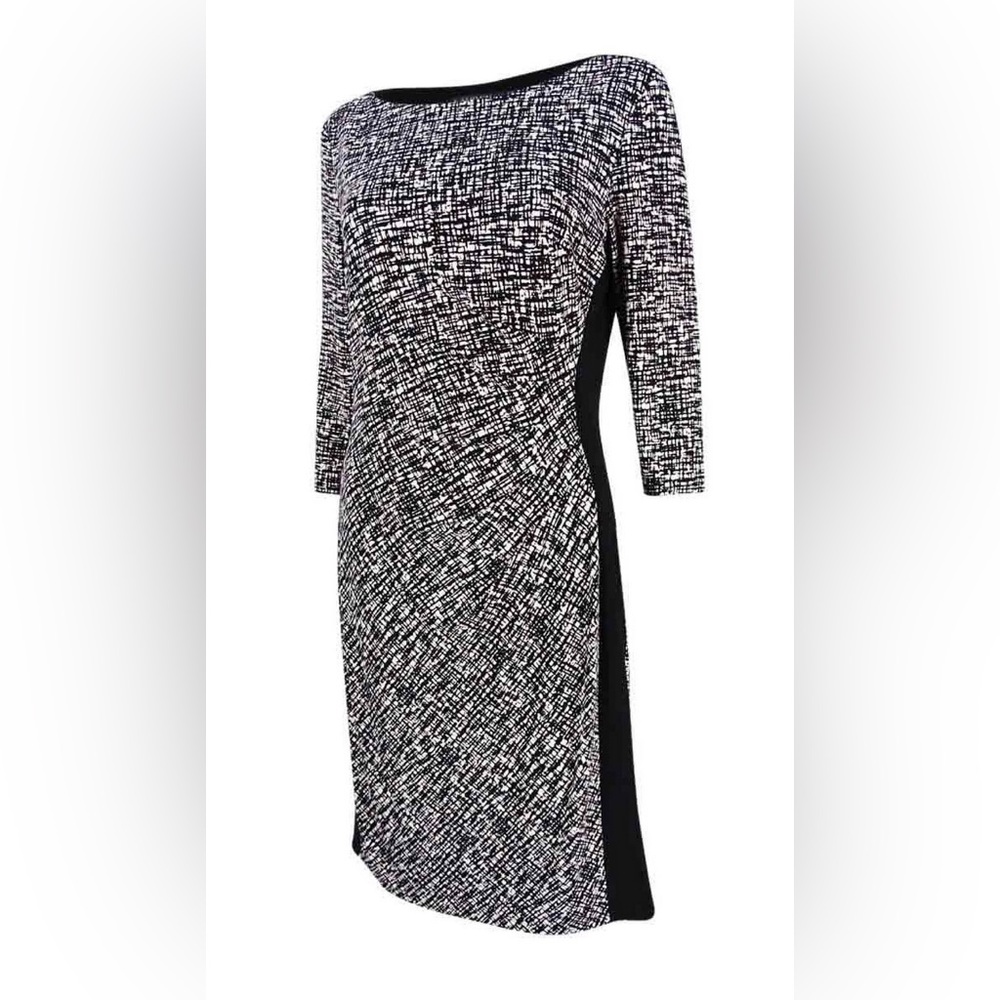 Lauren Ralph Lauren Crosshatch Jersey Sheath Classic Black Stretch Knit Dress 🖤